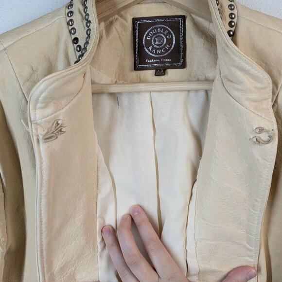 Double D Ranch XL Studded Leather Jacket in Bone - Picture 5 of 16